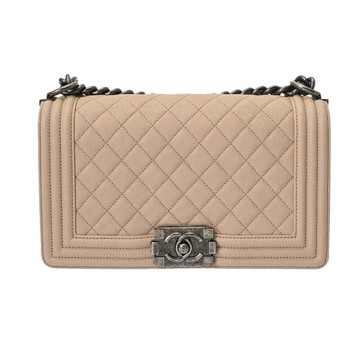 シャネル ボーイシャネル チェーンショルダー 25cm  ベージュ A67086 キャビアスキン レディース バッグ 【中古】【bag】