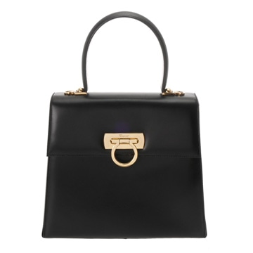 サルヴァトーレ フェラガモ ガンチーニ 2WAY ハンドバッグ ブラック レザー レディース バッグ 【中古】【bag】
