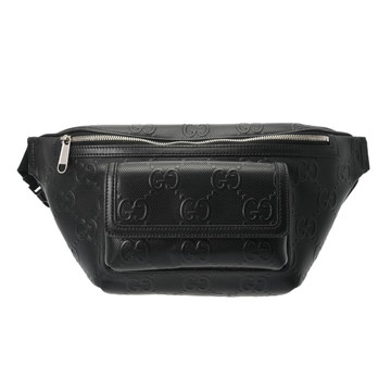 グッチ GGエンボス ベルトバッグ ブラック 645093 レザー メンズ バッグ 【中古】【bag】