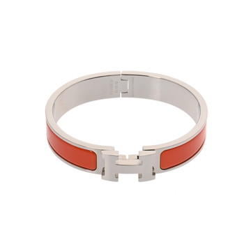 エルメス クリックH オレンジ/シルバー金具 エナメル レディース ジュエリー 【中古】【jewelry】
