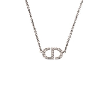 ディオール Petit CD ネックレス シルバー/ホワイト N2241WOMCY_D001 メタル/クリスタル レディース ジュエリー 【中古】【jewelry】