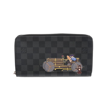 ルイ ヴィトン ダミエグラフィット ジッピーオーガナイザー イリュストレ ブラック N63002 ダミエキャンバス メンズ 財布 【中古】【purse】