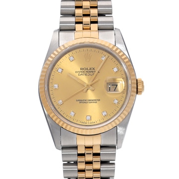ロレックス デイトジャスト 16233G シャンパン/ダイヤモンド メンズ 時計 【中古】【wristwatch】