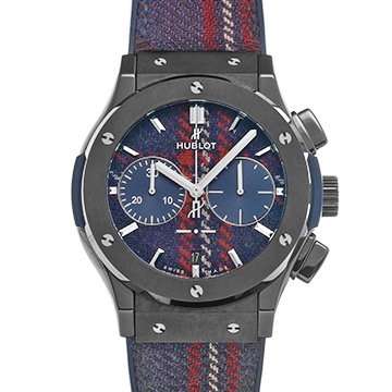 ウブロ クラシックフュージョン イタリアインディペンデント セラミックタータン 限定50本 521.CM.2703.NR.ITI17 ブルー メンズ 時計 【中古】【wristwatch】