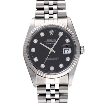 ロレックス デイトジャスト 16234G ブラック/ダイヤモンド メンズ 時計 【中古】【wristwatch】