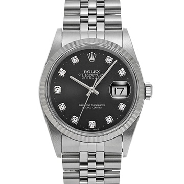 ロレックス デイトジャスト 16234G ブラック/ダイヤモンド メンズ 時計 【中古】【wristwatch】
