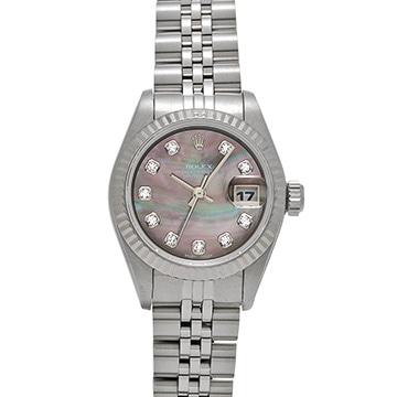 ロレックス デイトジャスト 69174NG ブラックシェル/ダイヤモンド レディース 時計 【中古】【wristwatch】