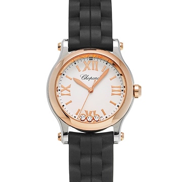 ショパール ハッピースポーツ 30MM 278590-6001 ホワイト/ダイヤモンド レディース 時計 【中古】【wristwatch】