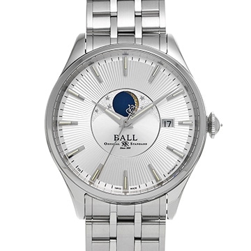 ボールウォッチ トレインマスター ムーンフェイズ NM3082D-SJ-SL シルバー メンズ 時計 【中古】【wristwatch】