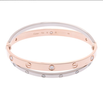 カルティエ ビーラブブレスレット 12PD #18 ゴールド CRN6039117 K18ピンクゴールド PG/K18ホワイトゴールド WG レディース ジュエリー 【中古】【jewelry】