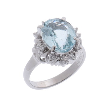 ノーブランド アクアマリン リング シルバー Pt850プラチナ レディース ジュエリー 【中古】【jewelry】