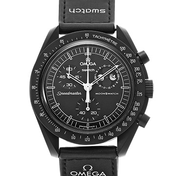 スウォッチ OMEGA×スウォッチ　ミッション トゥ ザ ムーンフェイズ ニュームーン SO33B700 ブラック メンズ 時計 【中古】【wristwatch】