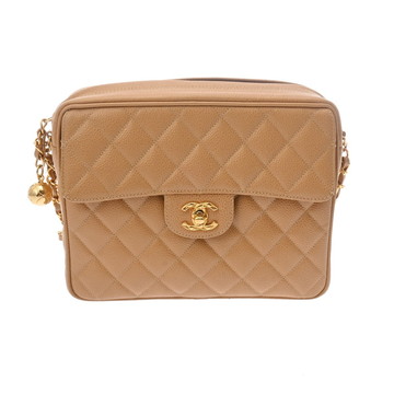 シャネル チェーンショルダー ベージュ キャビアスキン レディース バッグ 【中古】【bag】