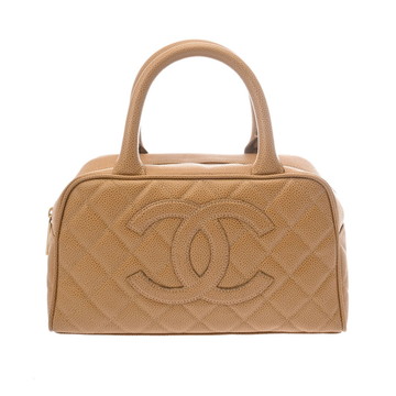 シャネル ミニボストンバッグ ベージュ A20996 キャビアスキン レディース バッグ 【中古】【bag】