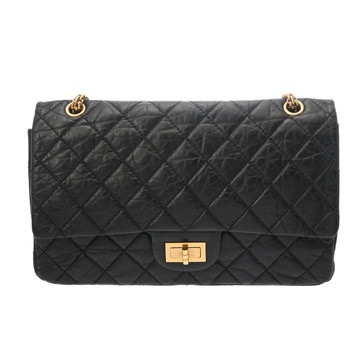 シャネル 2.55マキシ/マトラッセ チェーンショルダー ブラック A37590 エイジドカーフスキン レディース バッグ 【中古】【bag】