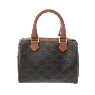 セリーヌ スモール ボストン タン 190372CAS.04LU トリオンフ キャンバス/カーフ レディース バッグ 【中古】【bag】