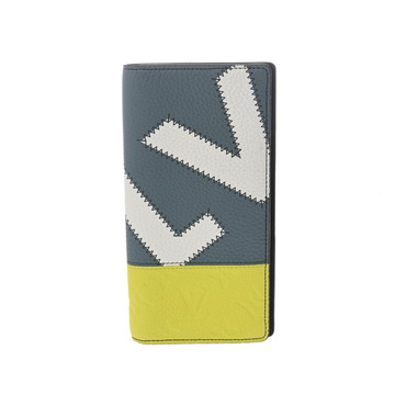 ルイ ヴィトン LVイニシャル ポルトフォイユ ブラザNM 2022年SS ブルーグレー/イエロー M81440 トリヨンレザー メンズ 財布 【中古】【purse】