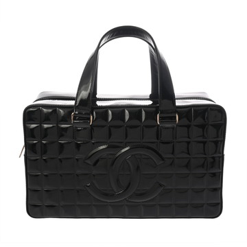 シャネル チョコバー ミニボストンバッグ ブラック A19271 パテントカーフスキン レディース バッグ 【中古】【bag】