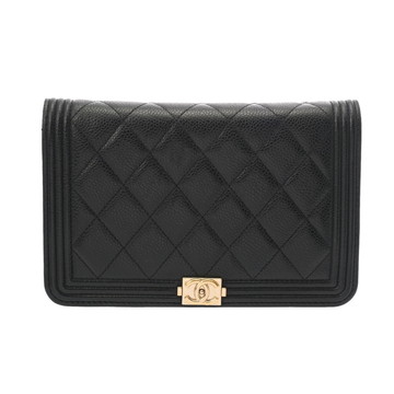シャネル ボーイシャネル チェーンウォレット ブラック AP1117 キャビアスキン レディース バッグ 【中古】【bag】