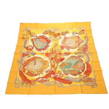 エルメス カレ 90 GRANDS FONDS マルチカラー シルク100％ レディース 【中古】【other】