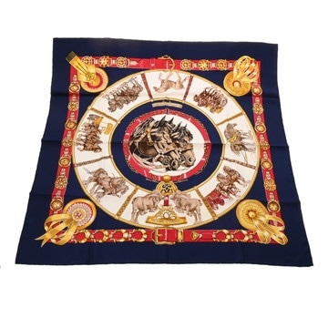 エルメス カレ90 LES CHEVAUX マルチカラー シルク100％ レディース 【中古】【other】