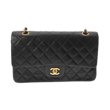シャネル マトラッセ WフラップWチェーンショルダー 25 ブラック A01112 ラムスキン レディース バッグ 【中古】【bag】