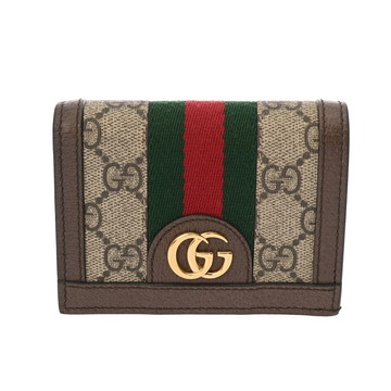 バレンシアガ GG ミニウォレット オフィディア ベージュ/エボニー/ブラウン 523155 GGスプリームキャンバス/レザー ユニセックス 財布 【中古】【purse】
