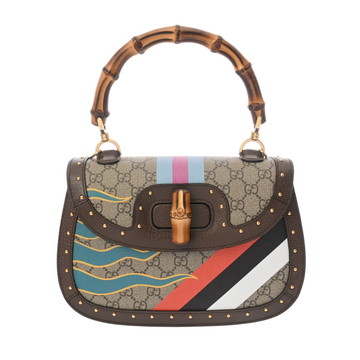 グッチ ミディアム ハンドバッグ バンブー1947 ベージュ/エボニー/ブラウン 679632 GGスプリームキャンバス/レザー レディース バッグ 【中古】【bag】