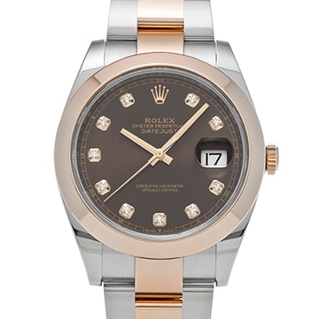 ロレックス デイトジャスト 41 126301G チョコレートブラウン/ダイヤモンド メンズ 時計 【中古】【wristwatch】