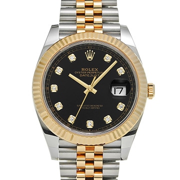 ロレックス デイトジャスト 41 126333G ブライトブラック/ダイヤモンド メンズ 時計 【中古】【wristwatch】