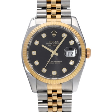 ロレックス デイトジャスト 116233G ブラック/ダイヤモンド メンズ 時計 【中古】【wristwatch】