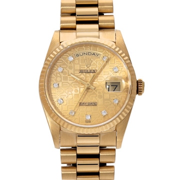 ロレックス デイデイト 18238G シャンパンコンピュータ/ダイヤモンド メンズ 時計 【中古】【wristwatch】
