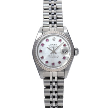 ロレックス デイトジャスト 79174NR ホワイトシェル/ピンクサファイア レディース 時計 【中古】【wristwatch】