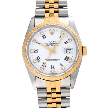 ロレックス デイトジャスト 16233G ホワイト/ダイヤモンド メンズ 時計 【中古】【wristwatch】