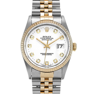 ロレックス デイトジャスト 16233G ホワイト/ダイヤモンド メンズ 時計 【中古】【wristwatch】
