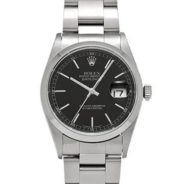 ロレックス デイトジャスト 16200 ブラック メンズ 時計 【中古】【wristwatch】