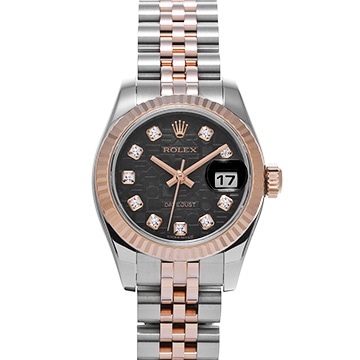 ロレックス デイトジャスト 179171G ブラックコンピュータ/ダイヤモンド レディース 時計 【中古】【wristwatch】