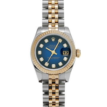 ロレックス デイトジャスト 179173G ブルー・グラデーション/ダイヤモンド レディース 時計 【中古】【wristwatch】