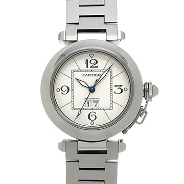 カルティエ パシャC ビッグデイト W31055M7 ホワイト ユニセックス 時計 【中古】【wristwatch】