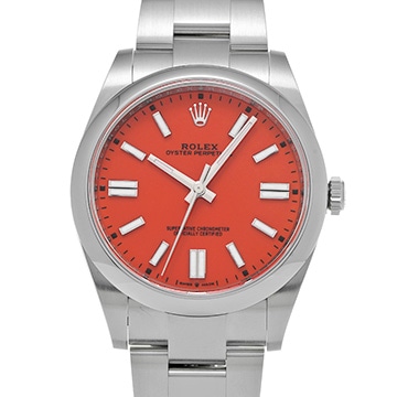ロレックス オイスターパーペチュアル 41 124300 コーラルレッド メンズ 時計 【中古】【wristwatch】