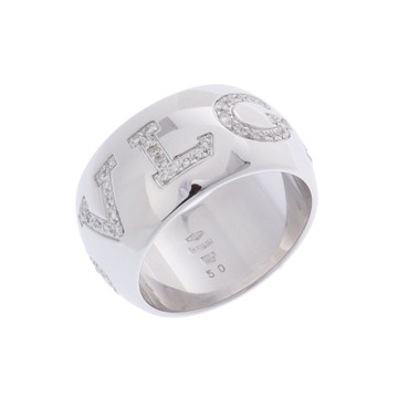ブルガリ モノロゴリング #50 シルバー 343323 K18ホワイトゴールド WG レディース ジュエリー 【中古】【jewelry】