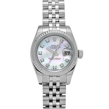 ロレックス デイトジャスト 179174NG ホワイトシェル/ダイヤモンド レディース 時計 【中古】【wristwatch】