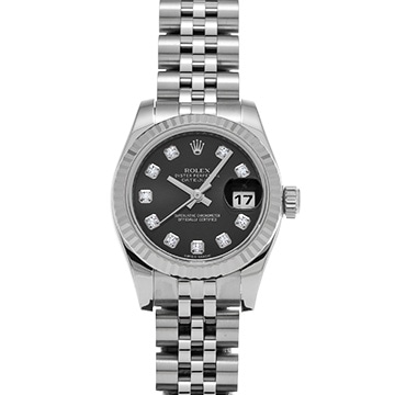 ロレックス デイトジャスト 179174G ブラック/ダイヤモンド レディース 時計 【中古】【wristwatch】