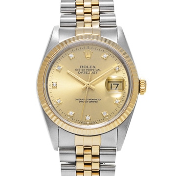ロレックス デイトジャスト 16233G シャンパン/ダイヤモンド メンズ 時計 【中古】【wristwatch】