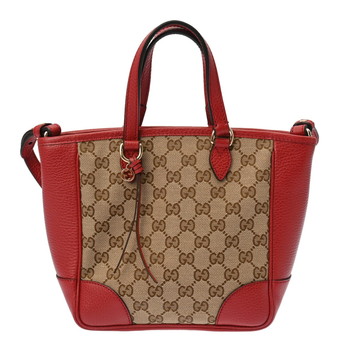 グッチ 2WAY ハンドバッグ ベージュ/エボニー/レッド 449241 493075 GGキャンバス/レザー レディース バッグ 【中古】【bag】
