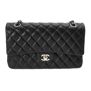 シャネル マトラッセ Wフラップ Wチェーンショルダー 25 ブラック A01112 ラムスキン レディース バッグ 【中古】【bag】
