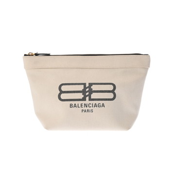 バレンシアガ ジップポーチ ホワイト 695536.9260.Q.527277 キャンバス ユニセックス 【中古】【bag】