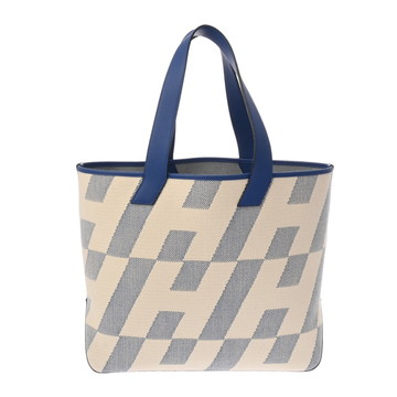 エルメス H アン ビエ GM エクリュ/ブルーフランス トワルアッシュ/ヴォースイフト ユニセックス バッグ 【中古】【bag】