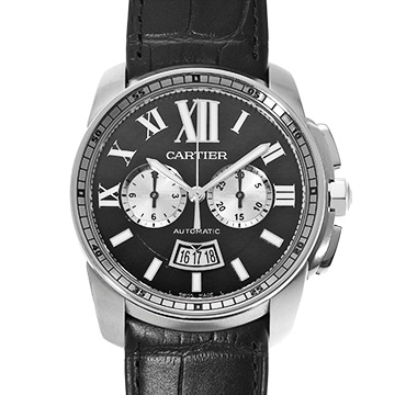 カルティエ カリブル ドゥ カルティエ クロノグラフ W7100060 ブラック/シルバー メンズ 時計 【中古】【wristwatch】