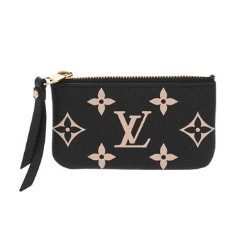 ルイ ヴィトン モノグラムアンプラント ポシェットクレ バイカラー ブラック/ベージュ M80885 レザー レディース 財布 【中古】【purse】